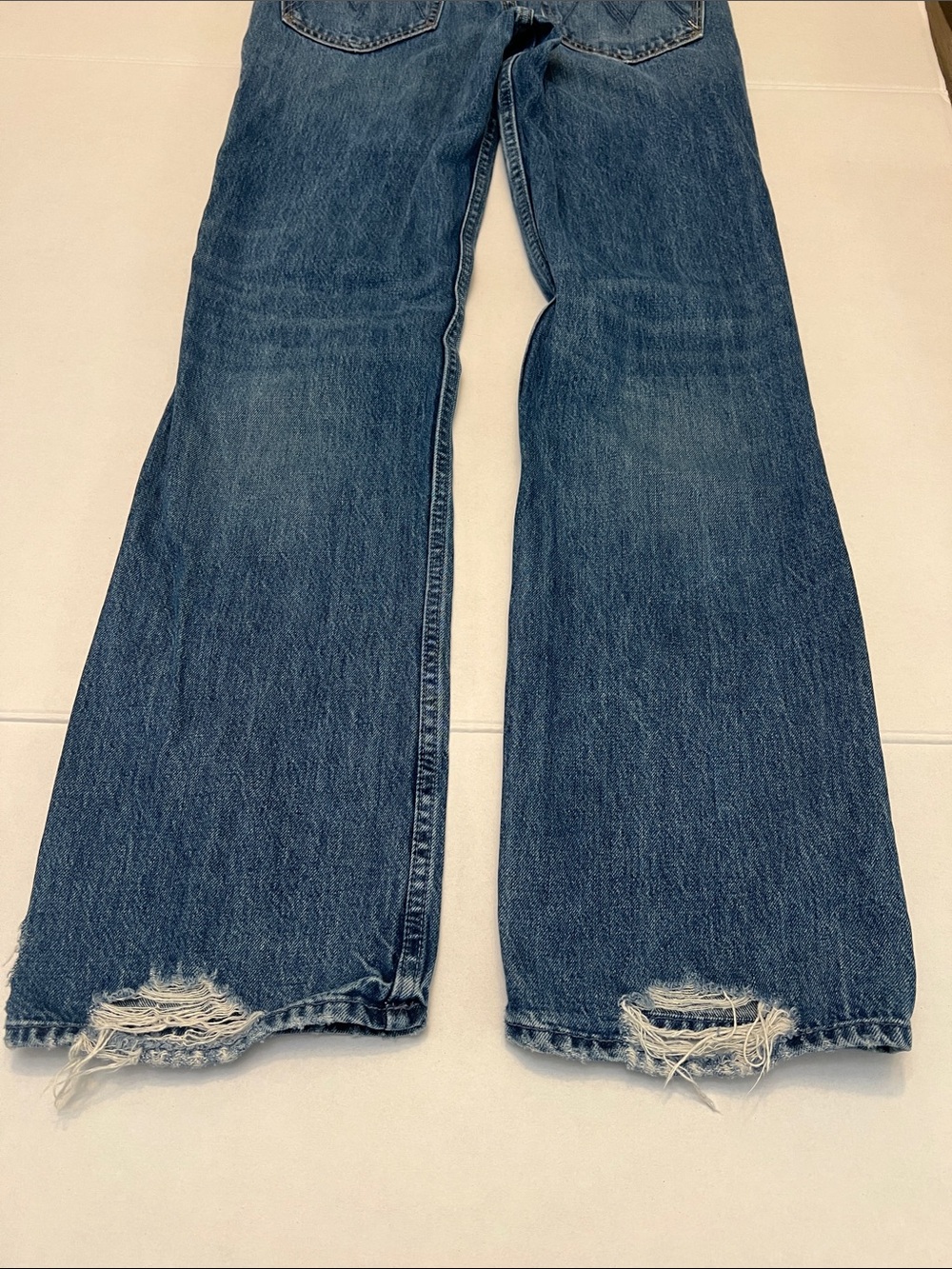MOTHER Mid Blue Straight Leg Jeans - Picture 3 of 16
